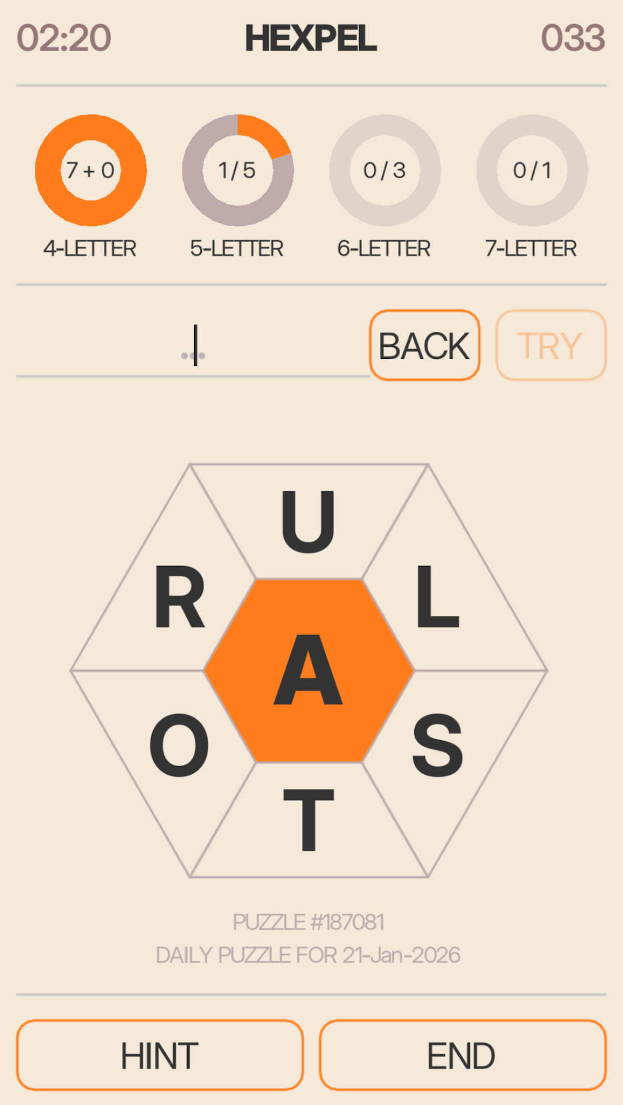 Screenshot of Hexpel game